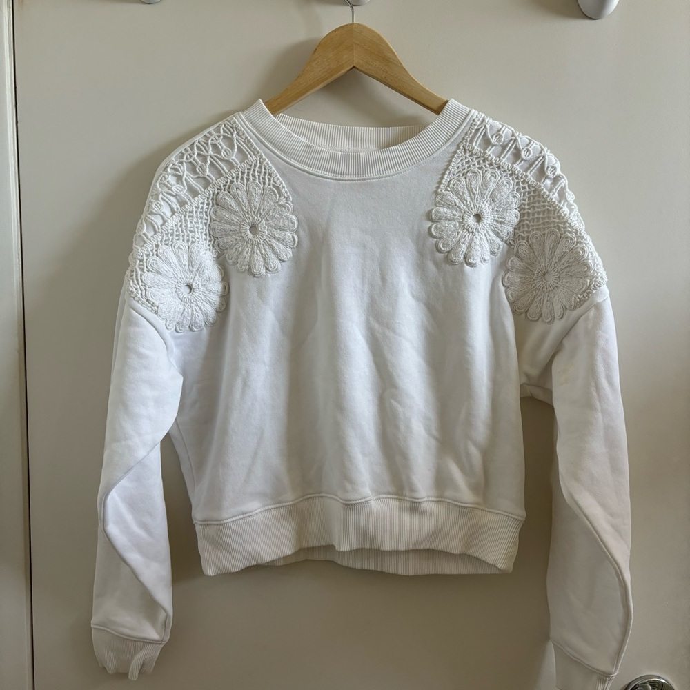 White Crochet Detail American Eagle Sweatshirt